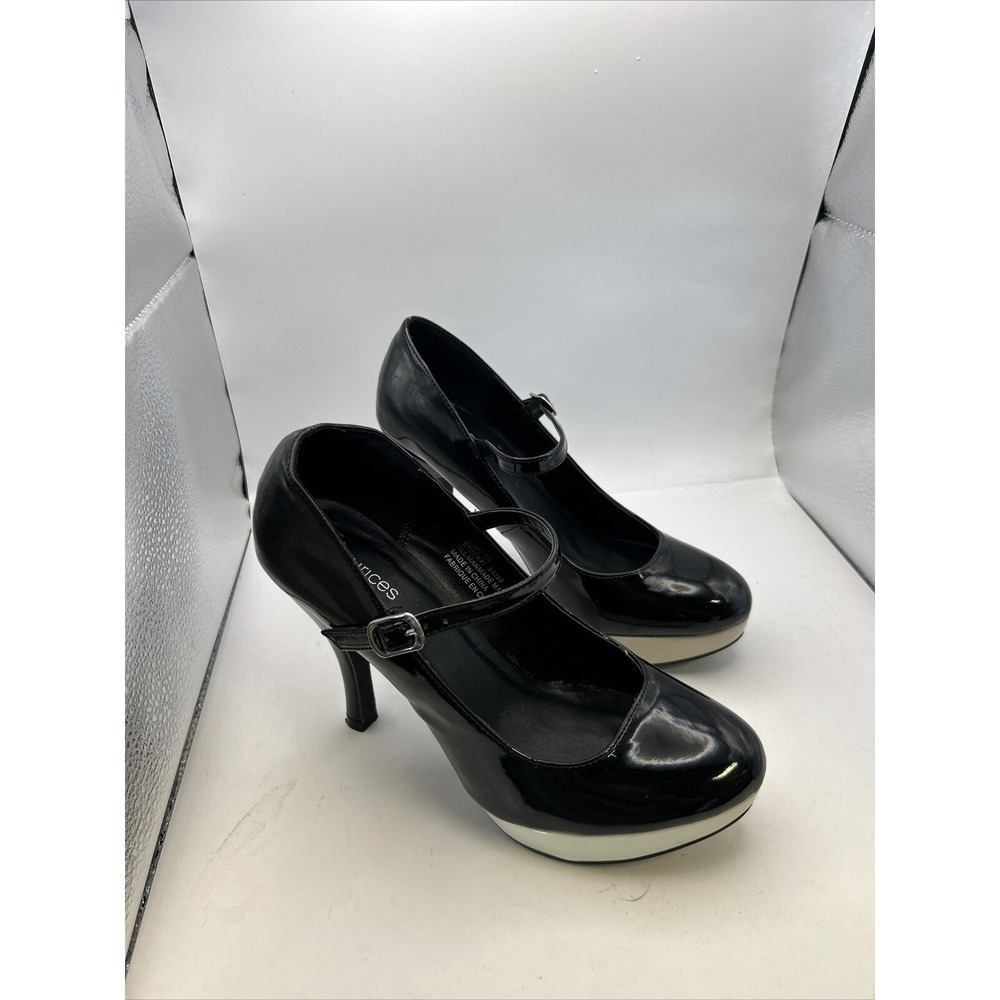 Maurice's Platform Mary Jane Black Patent Heels Size 7 1/2
